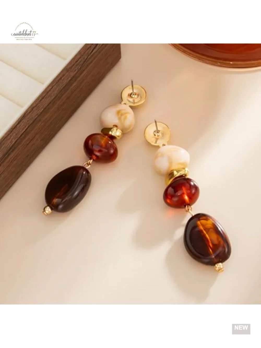 Chunky Resin Dangle Earrings Vintage Geometric Statement Jewelry